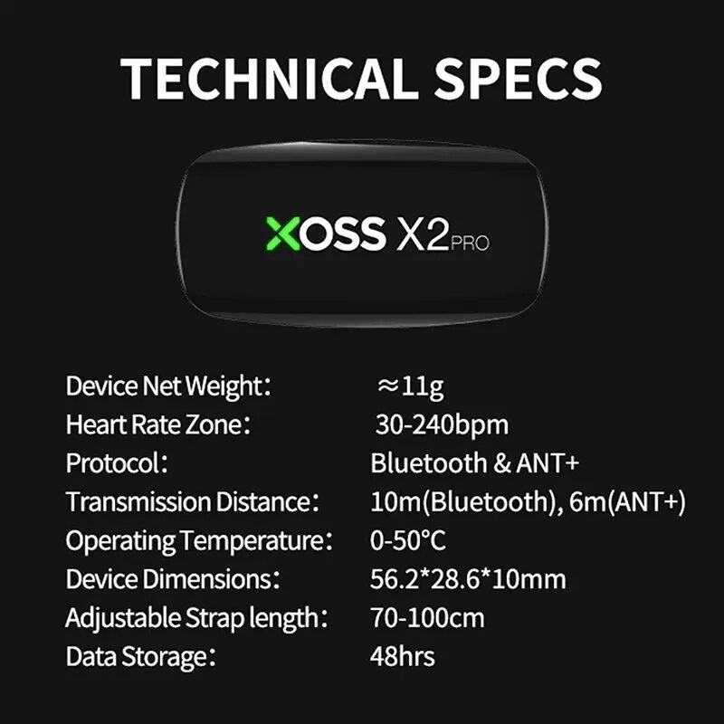 XOSS X2 Pro Chest Strap Heart  - Breath Rate Monitor 评论和价格