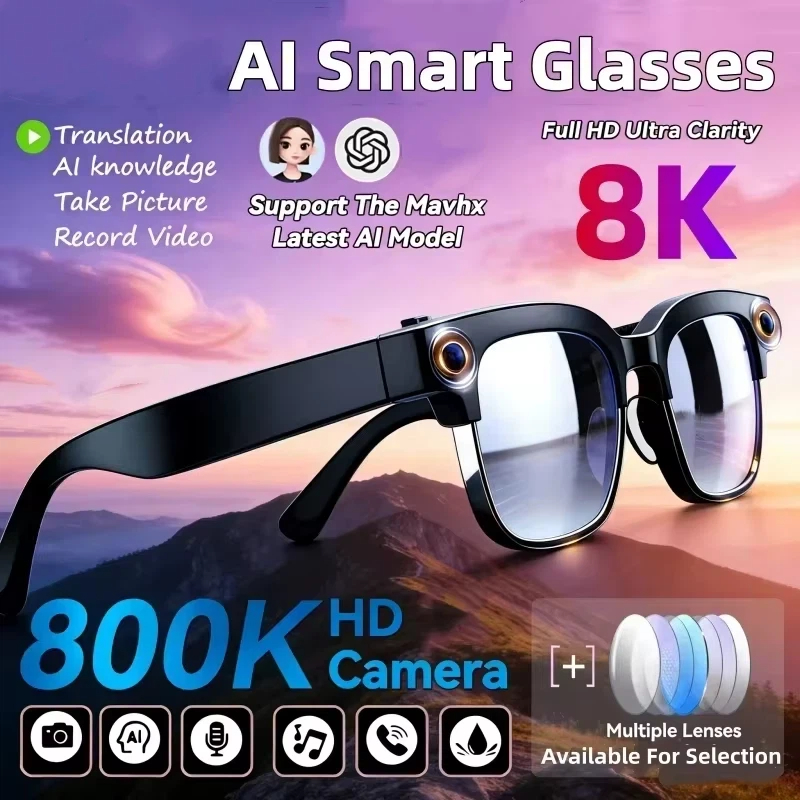 8K AI Smart Glasses Bluetooth  - Smart Glasses Lens 评论和价格